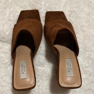 Seven7 Tan Suede Women's Mules